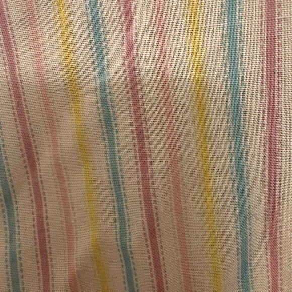 Vintage 80s Pastel Stripe Tie Front Shirt Pastel Coastal Retro Style 14 - Picture 2 of 6